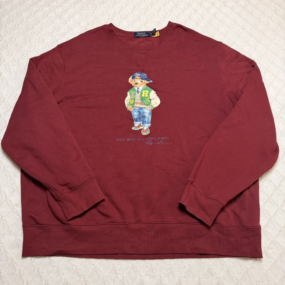 Polo Ralph Lauren Polo Varsity Bear Sweatshirt Men’s 2XL Burgundy Red Graphic